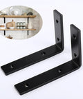 Top Notch Legit Heavy Duty L Shaped Floating Shelf Brackets set of 2, matte black steel, for wall-mounted corner support.