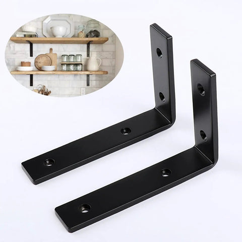 Top Notch Legit Heavy Duty L Shaped Floating Shelf Brackets set of 2, matte black steel, for wall-mounted corner support.