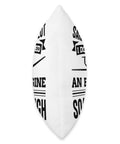 Side view of Soaring Sailplane Pilot Throw Pillow For Aviation Enthusiasts And Glider Lovers with black text on white fabric