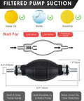Gasoline siphon pump with black hand bulb and metal hose fittings, includes two PVC transfer hoses
