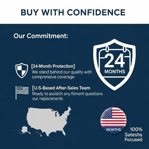 Warranty and support details emphasizing 24-month protection and U.S.-based after-sales team commitment
