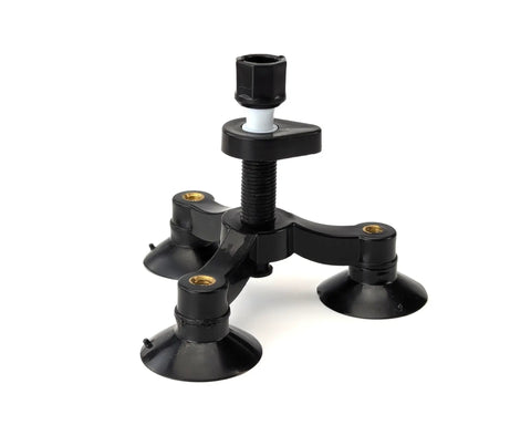 Front view of Pro Windshield Repair Kit With Advanced Flexing Holding Structure For Stronger Glass, black structure with suction cups.