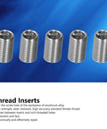 100 Pack M6 X 1 Thread Repair Inserts Stainless Steel Metric Thread Sleeves for Damaged Holes, display of five metal inserts