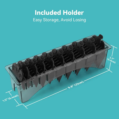 10 Piece Clipper Guard Set For Most Clippers With Holder Replacement Guides 1/16 To 1 Inch Nylon Construction in holder