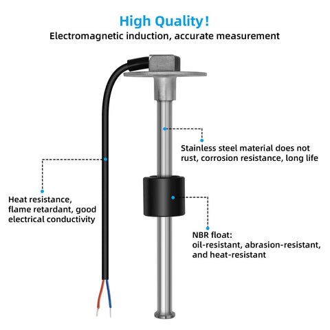 Stainless Steel Boat Fuel Sender Unit With Water Level Sensor And Gauge 6 Inch Tank Sending Unit for corrosion resistance and long life