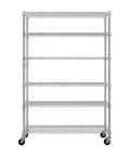 Badass 82 Inch 6 Tier Rolling Wire Shelving Cart With Heavy Duty Carbon Steel Base, empty shelves, adjustable height.