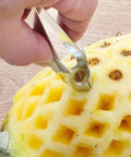 Easy Pineapple Eye Clip And Peeler Kit With Stainless Steel Cutter And V Shape Cutter For Pineapple Slicer And Seed Remover in use