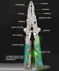 Aramox 10-In-1 Folding Wire Stripper Pliers Made Of Crv Steel For Awg 4 To 20 With Voltage Tester And Crimping Tool, multi-tool with various functions.