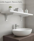5.91 Inch White Steel Floating Shelf Bracket With Hidden Mount For Wall Shelves Minimalist Design Sturdy Support For Living Room And Bathroom Storage