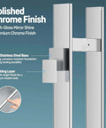 H Shaped 18 Inch Rectangle Push Pull Door Handle Back To Back 300mm Center To Center 1.2mm Thick 304 Stainless Steel Polished Chrome