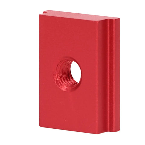 Close-up of red nut from 4 Pack M8 T Slot Nuts For 30 Series Aluminum Profiles With Galvanized Finish Pro Grade Easy Install For Woodworking Tables