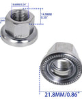 Two Pack 3/8-26 Bicycle Wheel Axle Nuts For Mountain Bikes, Flange Front Hub Bolts, MTB Wheel Nuts, iron, dimensions shown