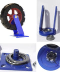 Heavy Duty Swivel Caster Wheel With Puncture Proof Rubber Treads And Quiet Ball Bearings Moves Heavy Loads Dead Easy Runs Silently And Rolls Smoother Than Butter Built Like A Tank With Stainless Steel Mounting Bolts Pack Of One, showing blue metal frame and rubber tread.