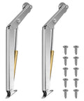 Heavy Duty Soft Close Lid Support Hinges Two Pack 200N Gas Struts For Toy Boxes And Tool Chests Built Different With Smooth Gliding Mechanics And Guaranteed Everyday Performance, featuring silver stainless steel and gold accents.