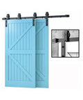 Heavy Duty Sliding Barn Door Hardware Kit With Silent Flat Track And Ultra Smooth Glide, Rugged 6Mm Carbon Steel Rails, Black Powder Coat Finish, Rust And Water Proof, Ceiling Mount Option For Narrow Spaces, Suitable For Single Or Double Wooden Doors.