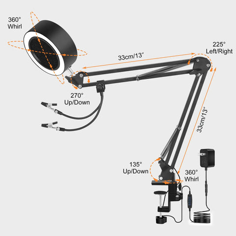 3 In 1 Solder Fume Extractor With 26 Inch Adjustable Arm 3 Carbon Filters Soldering Lamp With 3 Color Modes flexibility angles