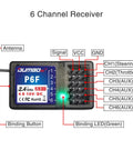 Image of a 6-channel P6F receiver with antenna and binding LED, part of X4 2.4GHz 4-Channel RC Radio Transmitter And Receiver X6F.