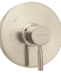 Neo Pressure Balance Shower Valve Trim in Brushed Nickel with Anti-Scald Temperature Control, durable finish shown.