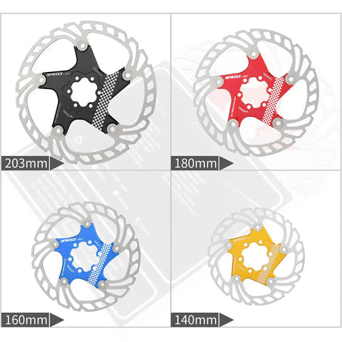 Floating Six Bolts Bike Disc Brake Rotor CNC Machined Stainless Steel For E Bike Road MTB BMX Gravel 203mm 180mm 160mm 140mm black low noise, vibration reducing design for stable all terrain braking in any weather.