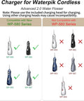 Image comparing compatible Waterpik WP-580 series with incompatible WP-560 series for Charger For Waterpik Water Flosser WP 580 582 583 587 Cordless Advanced 2.0 Replacement Quick Charge Dock Not For WP 560 Series Keeps Your Smile Ready On The Go.