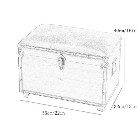 Rock Solid Lowkey Stunning Retro Wooden Storage Ottoman With Super Comfy Upholstered Seat Industrial Footstool, dimensions 55x32x40cm.