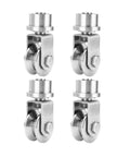 Four 304 stainless steel pulley wheels with 2.7 inch diameter for gym systems, featuring 360-degree swivel and M68 V type duplex bearing.