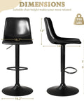Dimensions of modern adjustable counter height swivel bar stools set of 4 with backrest faux leather upholstery black