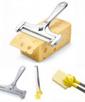 Built Tough Adjustable Cheese Slicer With Sharp Wire Cutter And Super Clutch Mini Silicone Tongs for easy cheese slicing.