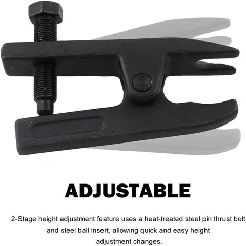 Heavy Duty Ball Joint Separator Tool With Expandable Fork For Pulling Tie Rods And Control Arms On Domestic And Import Rides Drop One In And Make Suspension Work No Sweat, adjustable height feature.