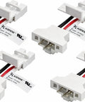 Quick Connect Adapter For Hardwired Smoke And CO Detectors Zero Headache Retrofit Upgrade Kit No Rewiring Required Plug And Play Safety Solution To Smoothly Upgrade Your Existing Alarm System Today - Four wiring adapters with white connectors.