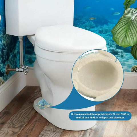 Snazzy Sea Turtle Toilet Bolt Covers Two Pack Ceramic Screw Caps For Bathroom Bowl Anchor Nuts No Sweat Swap Restroom Floor Hardware Total Bathroom Vibe Upgrade, showcasing fitted clips on a toilet.