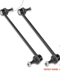 Two Front Sway Bar End Links Stabilizer Links For Mini Cooper 2002 Through 2015 1.6L L4 Models Replacement Pair, shown in black steel.