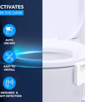 Motion Sensor Toilet Night Light With 16 Color LED For Easy Late Night Trips And Bathroom Mood Lighting Auto On When You Enter Off When You Leave Battery Powered No Wiring Required Fun For The Whole Family attached to toilet