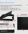 Specifications of Custom Sized Black Drywall Access Panel With Slick Touch Latch And Heavy Duty Aluminum Frame for installation details.