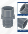 10 Pack PVC Male Adapter Pipe Fittings Three Quarter Inch 2 Way Socket To Male Thread Hose Connection Couplings With Sealant Tape For No Fuss DIY Plumbing And Water Line Projects Grey