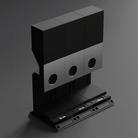 Automatic Coffee Bean Dispenser Countertop Auto Calibration Dual Weight Presets showing sleek black design with weight settings.