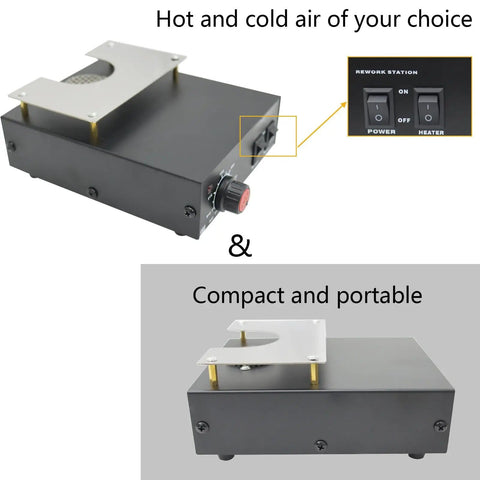 Workhorse Hot Air Preheater Station 853B 220V 540W Ready For PCB Rework Desoldering Table with compact design and controls