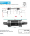 68x123mm Square Taper Bottom Bracket Upgrade For 68mm Shell And 123mm Spindle Length with size diagram