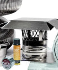 Heavy Duty Smooth Wall Flexible Chimney Liner Insert Kit With Premium Insulation 316 Stainless Steel including accessories.