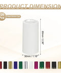 White PVC Heat Shrink Caps 120 Pack Wine Bottle Neck Covers shown with dimensions 30mm x 60mm for secure sealing.