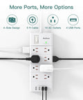 16 Outlet Power Strip With 4 USB Ports And 5 Ft Flat Plug 4 Side Surge Protector Overload Safe Outlet Strip Wall Mount