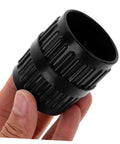 Hand holding 2 Pack Deburring Tool Inner And Outer Reamers For Water Pipes, portable reamer for plumbers, black tool close-up