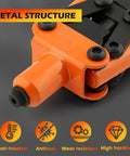 Heavy Duty One Hand Rivet Gun Kit With Fifty Rivets For Slick Auto Repairs And Furniture Builds Easy Grip Alloy Manual Riveter close-up of metal structure with heat-treated and wear-resistant features.