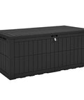 Black 200 Gallon Outdoor Storage Box Resin Deck Box With Lock Waterproof Patio Furniture Bin And 3 Person Bench Seating for garden tools
