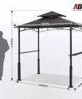 Grill Gazebo With Led Light For Outdoor Bbq And Patio Shade 8x5 Canopy Shelter shown with steel frame and dimensions