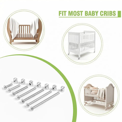 Crib Screws Replacement Kit With 65 Pieces M6 Hex Drive Socket Cap Screws, ideal for cribs with various crib models shown
