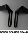Heavy Duty Bench Grinder Stands With Stainless Steel Tool Rests, two black steel mounting brackets for stable support.