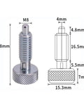 Dead Nuts Accurate M8 Self Locking Locating Pin With Spring Plunger And No Nut Electrogalvanized Alignment Dowel side view with dimensions