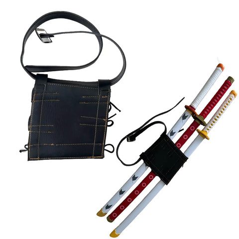 3 Sword Holder Belt Bag For Katana And Ninja Swords Adjustable Leather Holster Case With Frog Strap Ring Cosplay