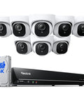 4K PoE Security Camera System With Eight 8MP Cameras, Smart Person And Vehicle Detection, 16-Channel NVR With 4TB HDD, H.265